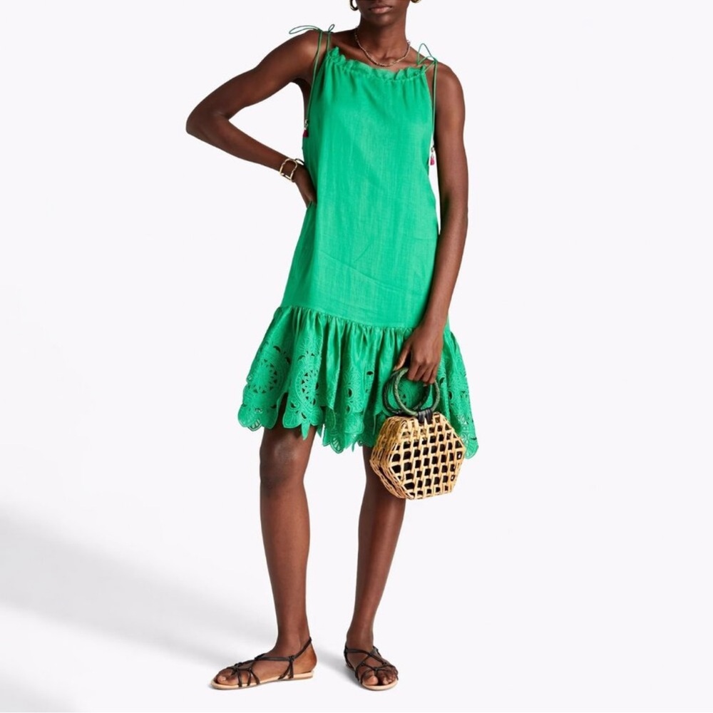 Zimmermann Green Sleeveless Dress with Eyelet Hem Sz 1 US 4-6
Spot on back